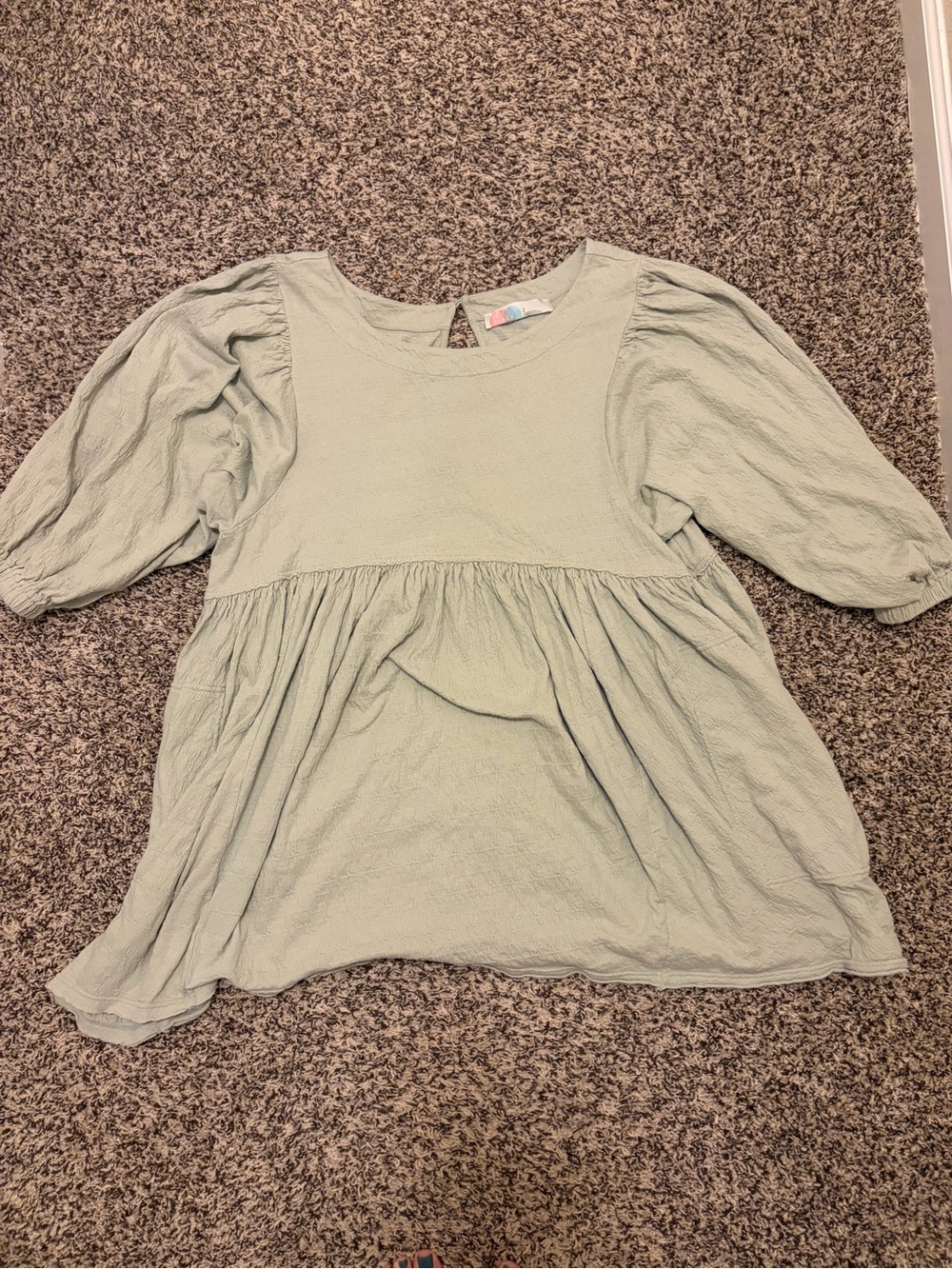 Free People Sage Green Get Obsessed Babydoll Dress with Puff Sleeves
